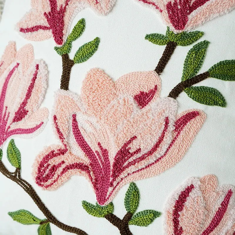 Throw Pillowcase for Living Room Embroidered Green Plant Jade Orchid Sofa Pillow Case Room Bedside Decoration Cushion Cover