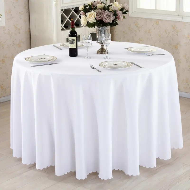 Round Tablecloth Solid White Dining Table Decor Plain Table Cloth for Wedding Party Restaurant Banquet Decoration Table Cover