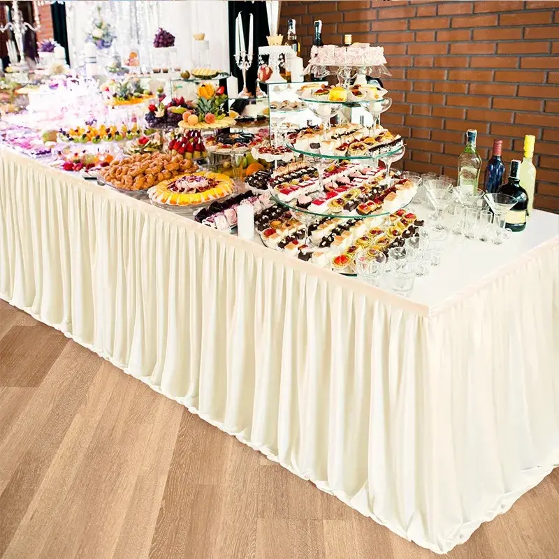 Party Table Skirt 6FT/9FT/14FT Pleated Dessert Tablecloth Cover Table Skirting For Wedding Baby Shower Banquet Table Decor