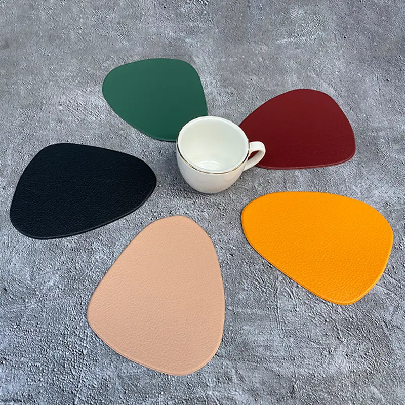 Square Imitation Leather Cup Mat Home Coaster Waterproof Oil Resistant Non-slip Pad Heat-insulating Tea Coffee Mug Drinks Holder