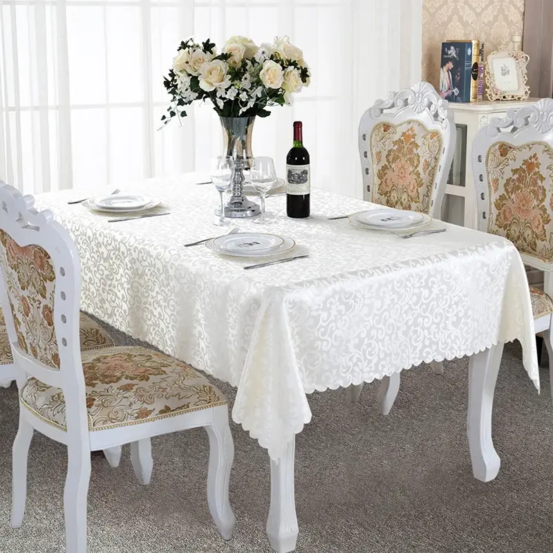 Luxury Dining Table Protective Cover Eco-Friendly Rectangle Jacquard Tablecloth Fabric For Wedding Restaurant Recycled Modern