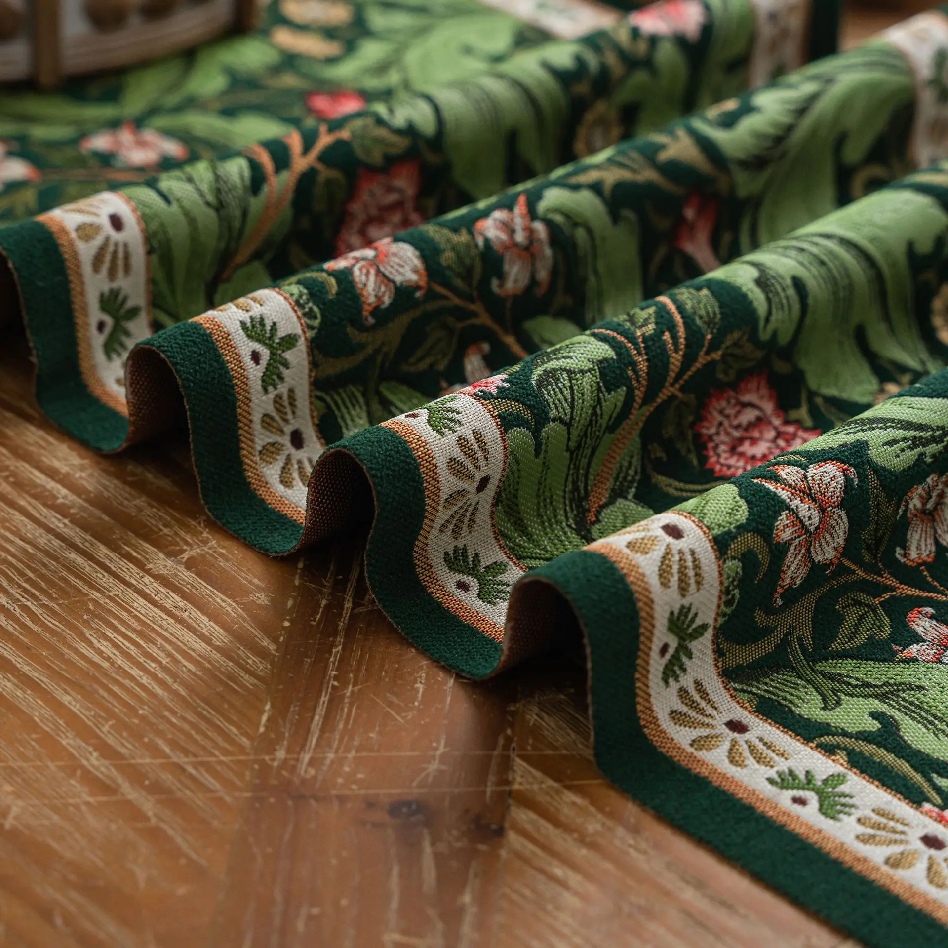 Plant Flower Table Runner with Tassels Jacquard Living Room Cabinet Cover Kitchen Dining Table Runner Party Decoration