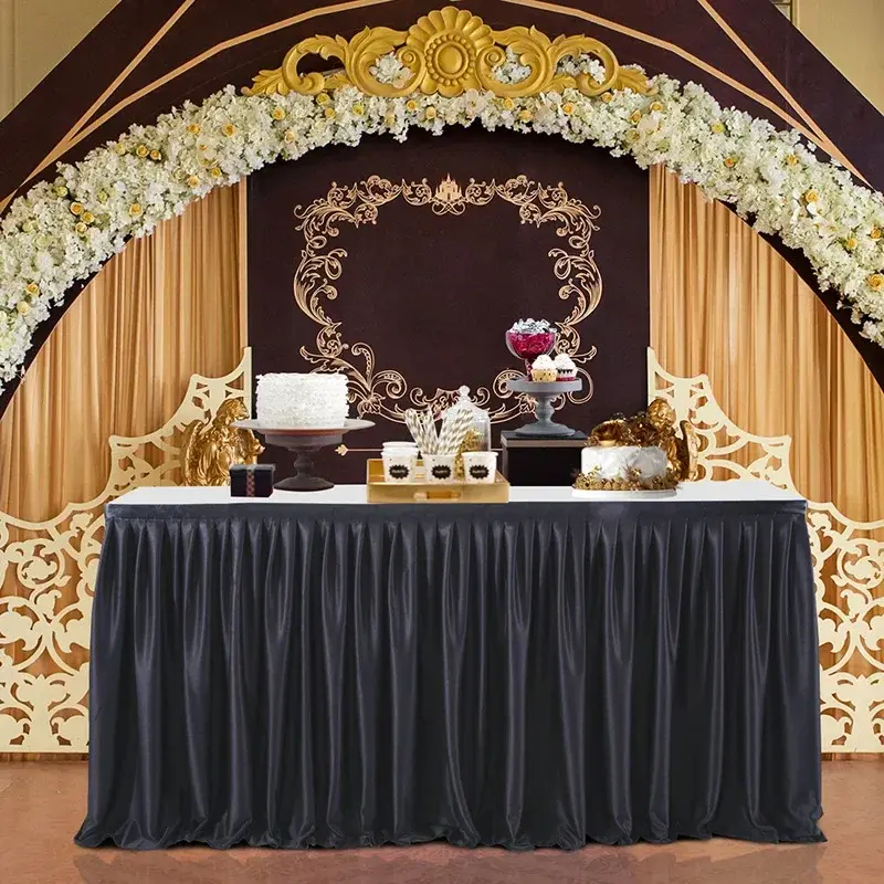 Party Table Skirt 6FT/9FT/14FT Pleated Dessert Tablecloth Cover Table Skirting For Wedding Baby Shower Banquet Table Decor