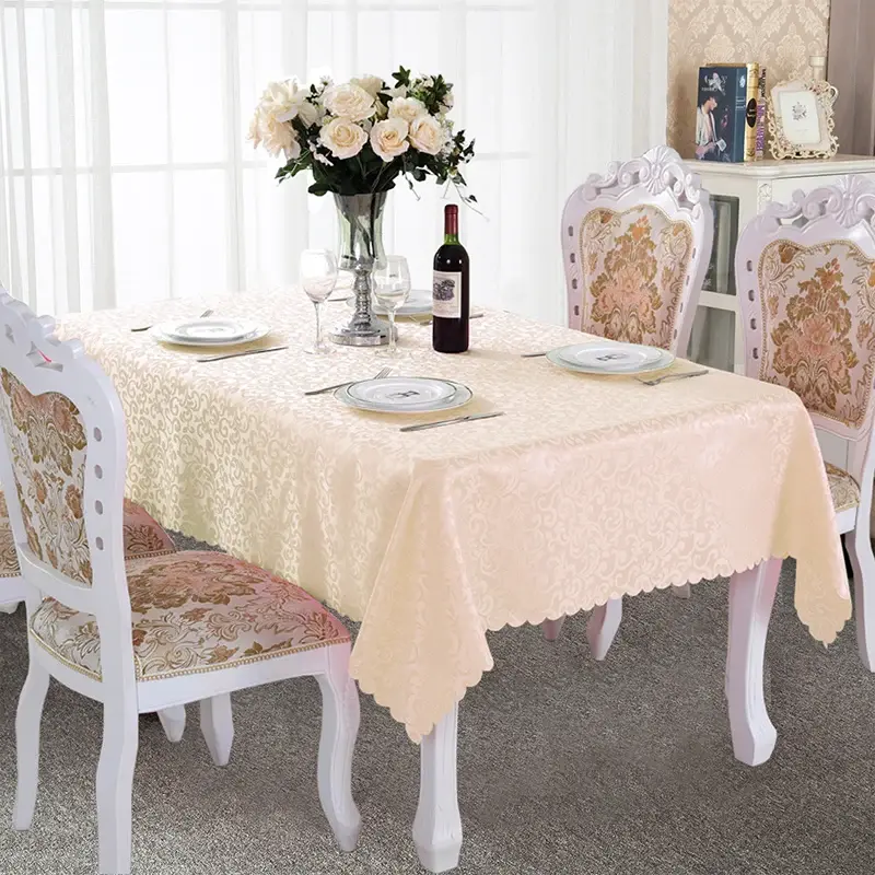 Luxury Dining Table Protective Cover Eco-Friendly Rectangle Jacquard Tablecloth Fabric For Wedding Restaurant Recycled Modern