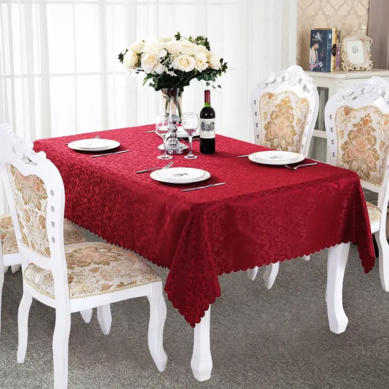 Luxury Dining Table Protective Cover Eco-Friendly Rectangle Jacquard Tablecloth Fabric For Wedding Restaurant Recycled Modern