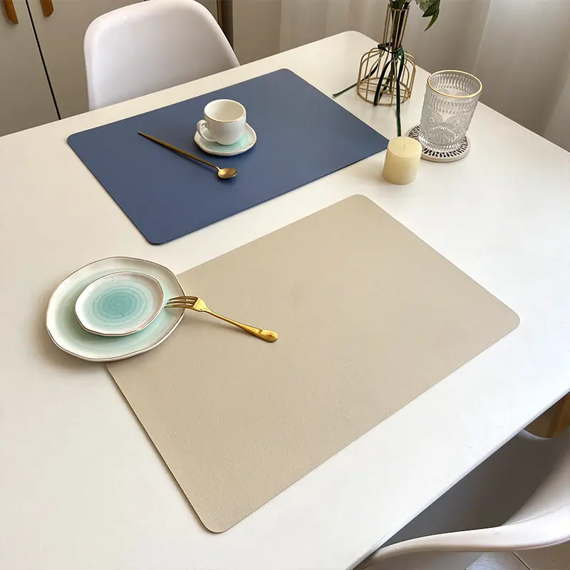 Nordic Style Tableware Pad Placemat Table Mat PU Leather Heat Insulation Non-Slip Double-layer Placemats Disc Coaster Placemat