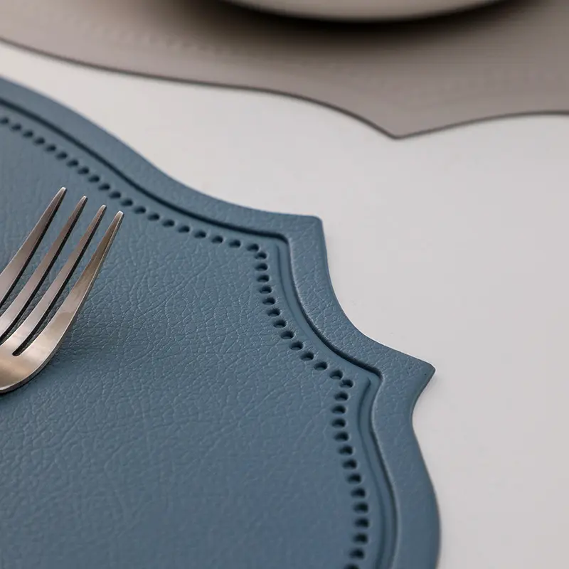 Leather Placemat Tableware Pad Irregular Retro Table Mat Heat Insulation Waterproof and Oil-proof Home Dining PVC Plate Mat