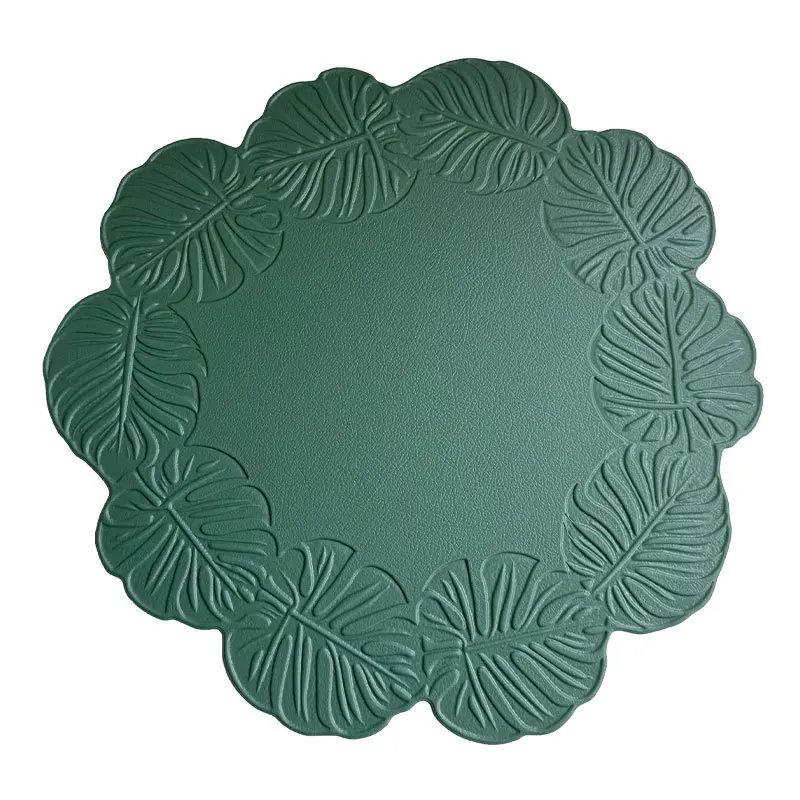 Turtle Back Leaf PVC Dining Table Placemat Insulation Waterproof Pad Table Mat Oil Pressure Flower Plate Mat Home Decoration