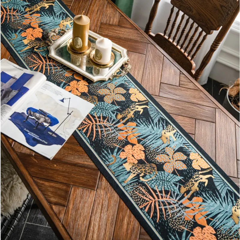 Nordic Luxury Jacquard Table Runner Tasseled Polyester Table Cover Table Runner Decoration For Festival Event Home Decoration