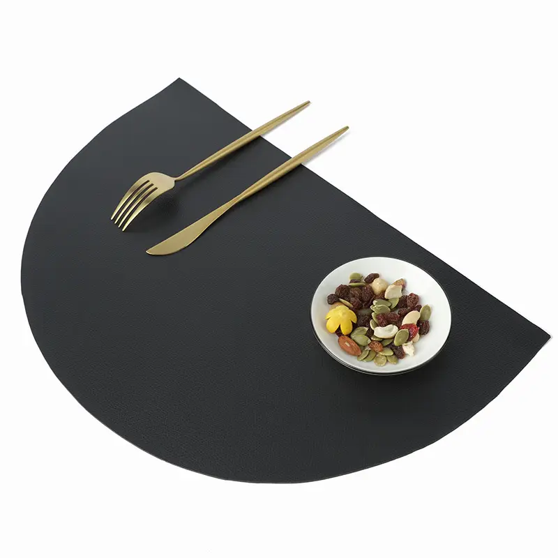PU Leather Placemat for Table Insulation Pads Tableware Waterproof Oil-proof Semicircle Table Mats Home Decoration Kitchen Tool