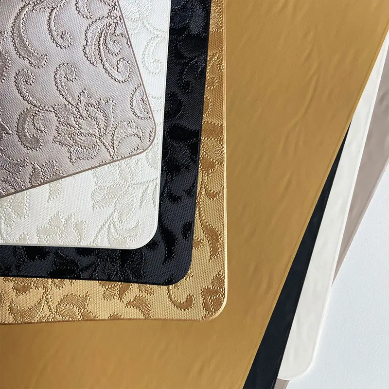 Chinese Retro Embossed Imitation Leather Placemat Rectangle Table Mat for Dining Table Plate Mat Embroidered Home Tableware Pad