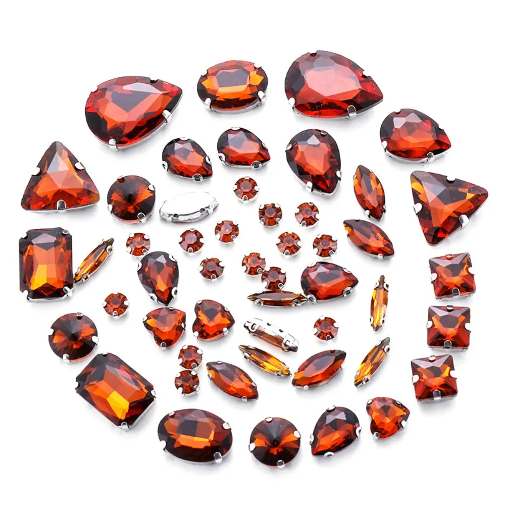 50pcs/Set Mixed Shape Crystal Glass Beads Claw Rhinestone Hand Sew On Stone Diamond for Dress Bag Shoes Jewelry Making DIY Craft