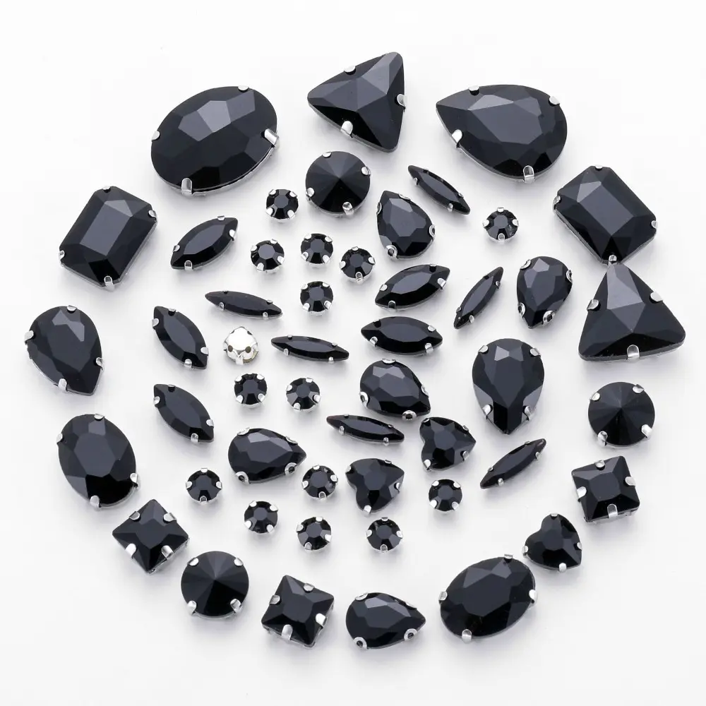 50pcs/Set Mixed Shape Crystal Glass Beads Claw Rhinestone Hand Sew On Stone Diamond for Dress Bag Shoes Jewelry Making DIY Craft