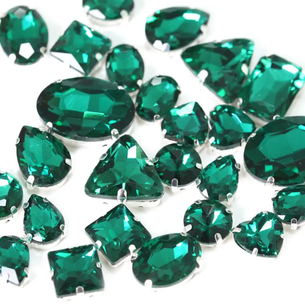 50pcs/Set Mixed Shape Crystal Glass Beads Claw Rhinestone Hand Sew On Stone Diamond for Dress Bag Shoes Jewelry Making DIY Craft