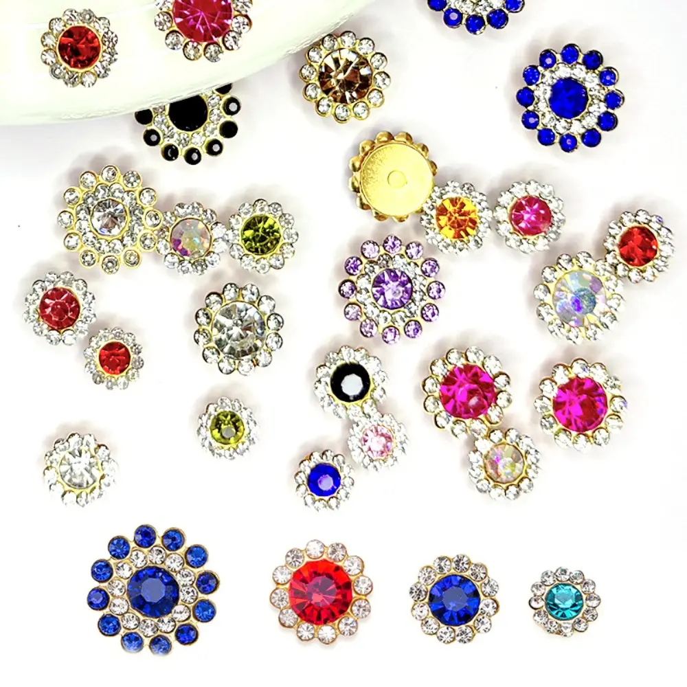 100 Pcs Colorful Sew on Rhinestones Mixed Size Sunflower Crystals Glass Claw Rhinestones for DIY Jewelry Clothes Shoes Hat Bags