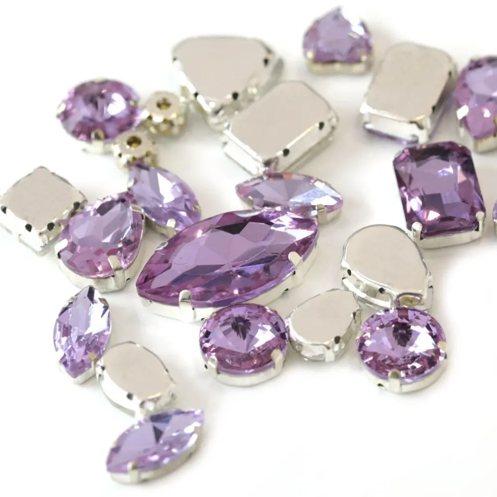 50pcs/Set Mixed Shape Crystal Glass Beads Claw Rhinestone Hand Sew On Stone Diamond for Dress Bag Shoes Jewelry Making DIY Craft