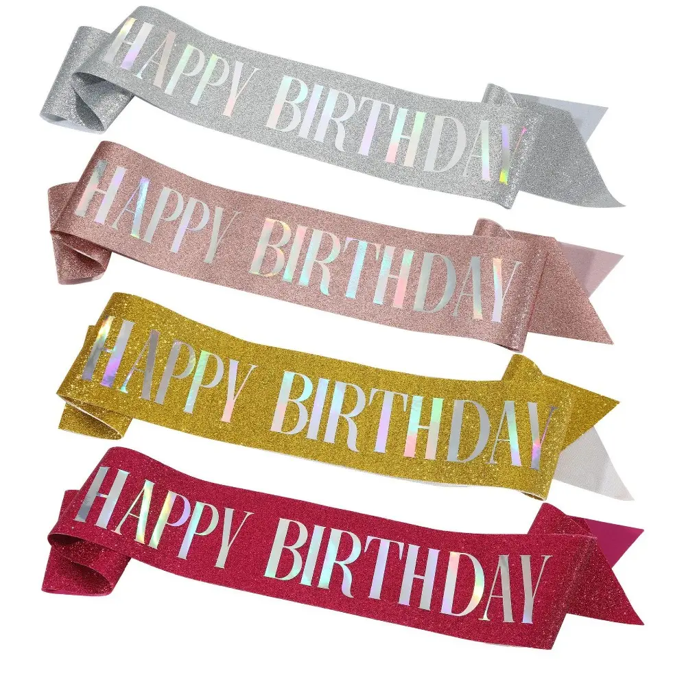Glitter Happy Birthday Sash Gifts for Girls Women 16th 18th 20th 21st 30th 40th 50th Happy Birthday Party Decoration Supplies