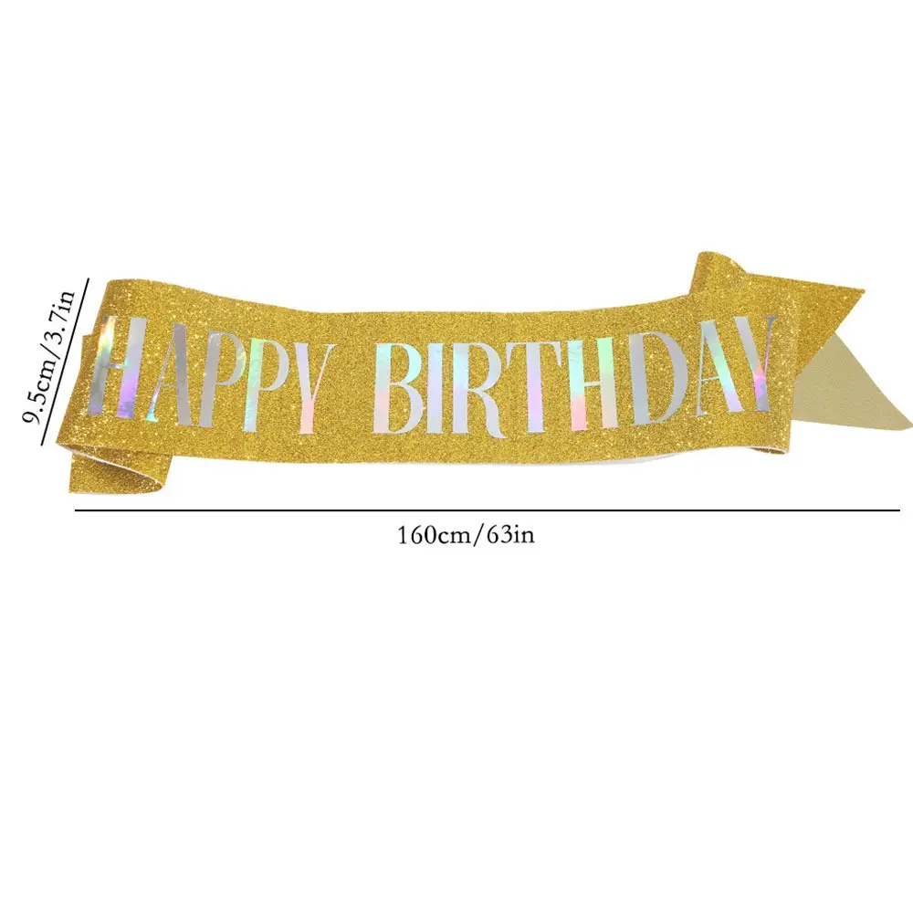 Glitter Happy Birthday Sash Gifts for Girls Women 16th 18th 20th 21st 30th 40th 50th Happy Birthday Party Decoration Supplies