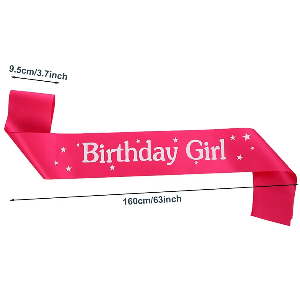 Birthday Girl Sash for Girls Women 13th 16th 18th 20th 21st Happy Birthday Party Decoration Supplies Pink Rose Rec Birthday Sash
