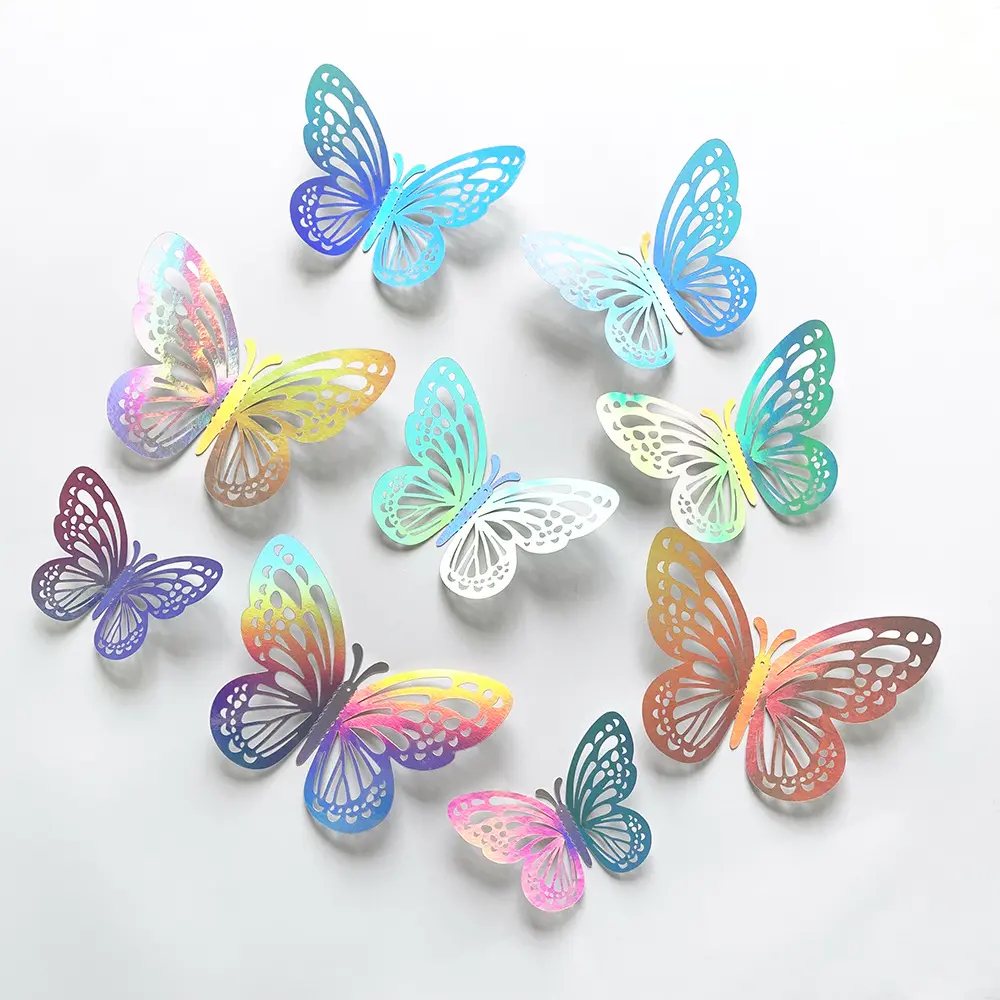 24pcs/Set 3D Butterfly Wall Stickers Colorful Butterflies for Crafts DIY Removable Decals for Living Room Wall Home Decorations