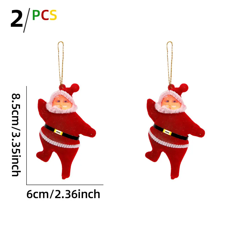 Set 2/6pcs Christmas Ornaments Cute Cartoon Santa Claus Xmas Tree Hanging Pendants DIY Craft for Christmas Home Party Decoration