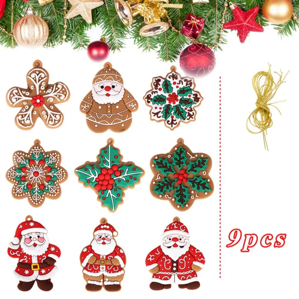 12pcs/Set Gingerbread Man Ornaments Assorted Plastic Gingerbread Figurines Ornaments for Xmas Christmas Tree Hanging Decorations