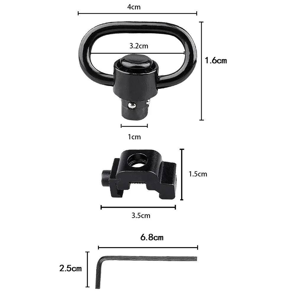 1 Piece Heavy Duty Quick Detach Push Button QD Sling Swivel and Adapter for 20mm Rail Sling Clip Adapter Hunting Gun Accessories