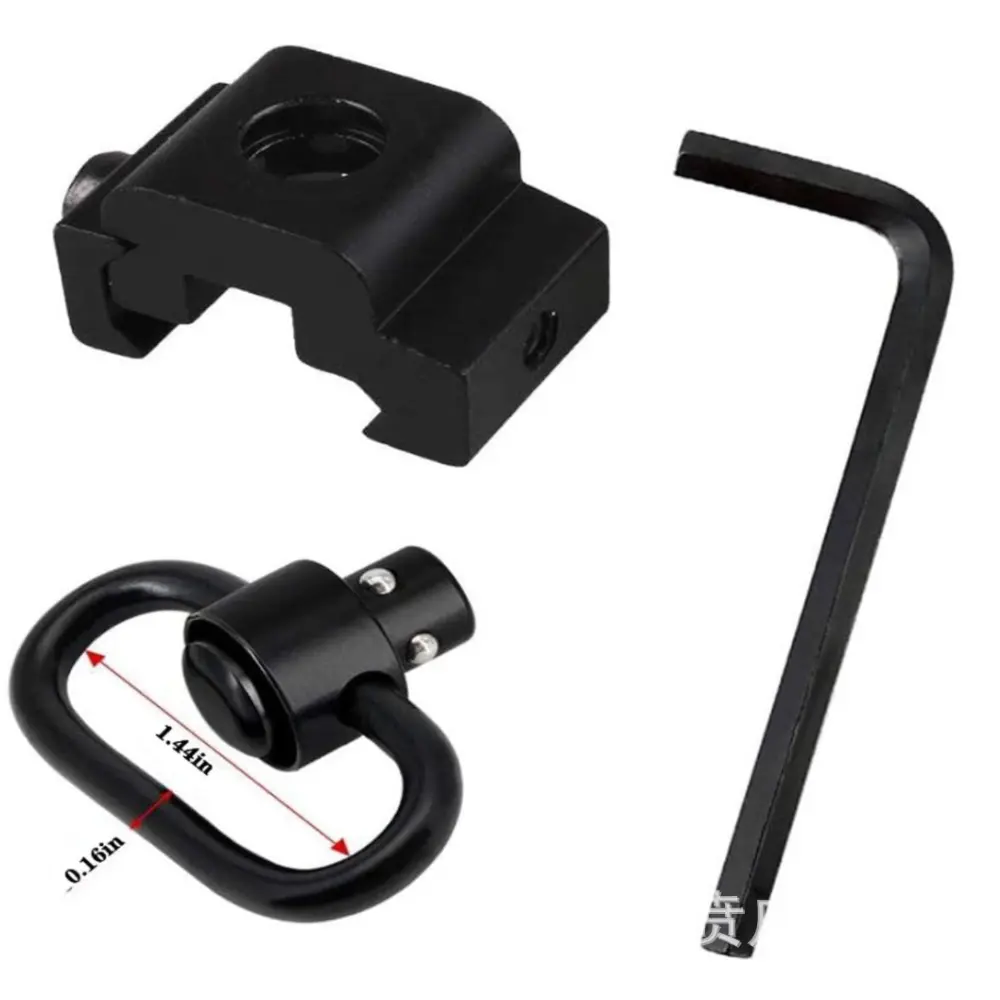 1 Piece Heavy Duty Quick Detach Push Button QD Sling Swivel and Adapter for 20mm Rail Sling Clip Adapter Hunting Gun Accessories