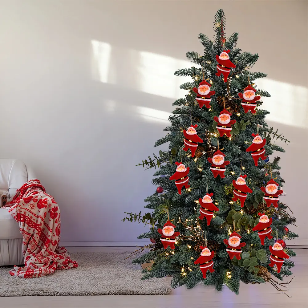 Set 2/6pcs Christmas Ornaments Cute Cartoon Santa Claus Xmas Tree Hanging Pendants DIY Craft for Christmas Home Party Decoration