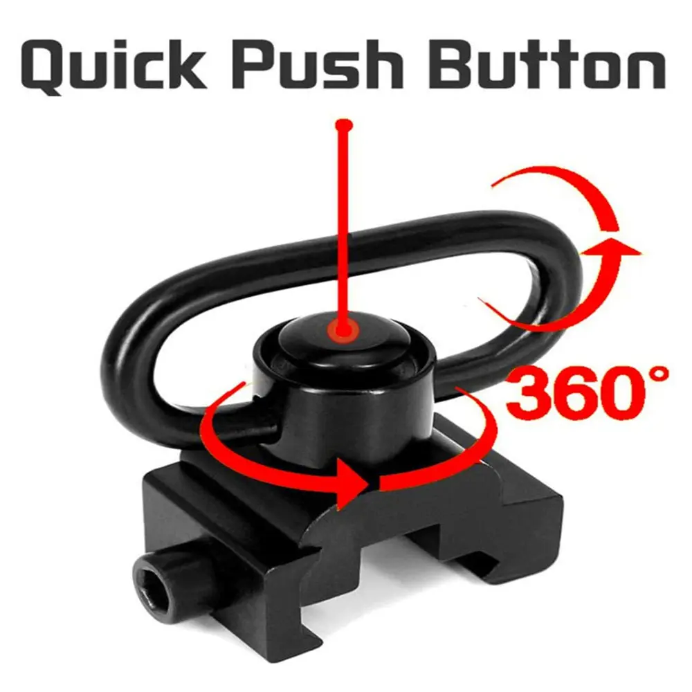 1 Piece Heavy Duty Quick Detach Push Button QD Sling Swivel and Adapter for 20mm Rail Sling Clip Adapter Hunting Gun Accessories