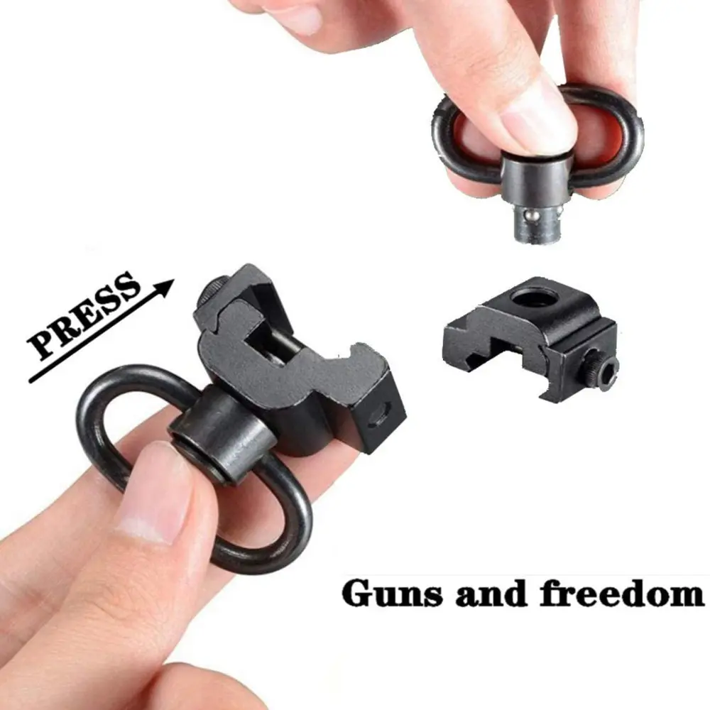 1 Piece Heavy Duty Quick Detach Push Button QD Sling Swivel and Adapter for 20mm Rail Sling Clip Adapter Hunting Gun Accessories