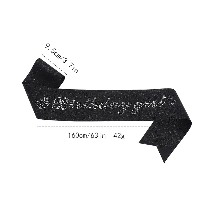 Birthday Girl Sash Glitter Satin Birthday Sash for Girls Women 16th 18th 20th 21st 30th Happy Birthday Party Decoration Supplies