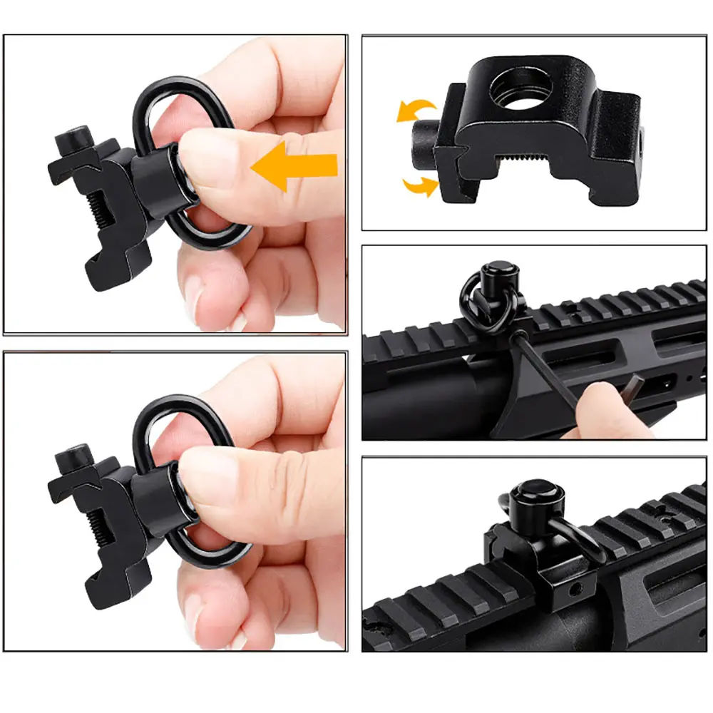 1 Piece Heavy Duty Quick Detach Push Button QD Sling Swivel and Adapter for 20mm Rail Sling Clip Adapter Hunting Gun Accessories