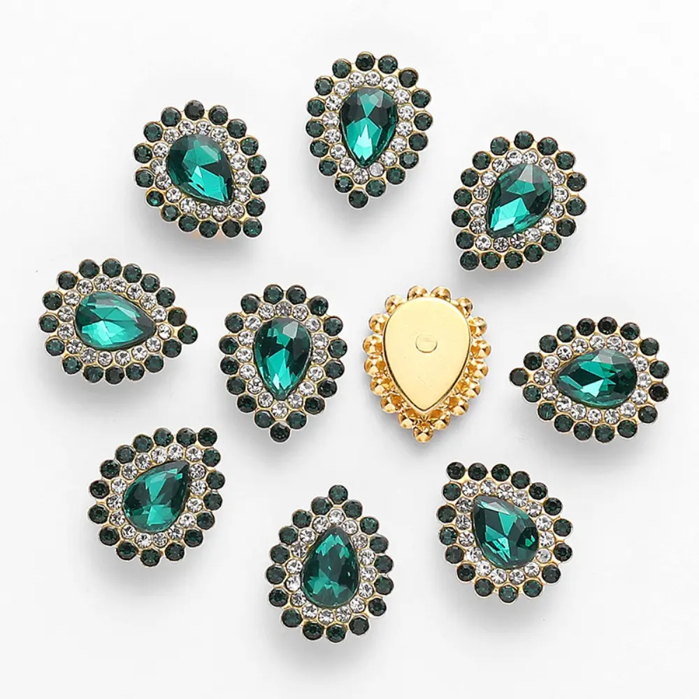 10pcs/set Mixed Colors Sew on Rhinestones Water Drop Crystals Glass Flatback Claw Rhinestones for DIY Jewelry Clothes Shoes Hats