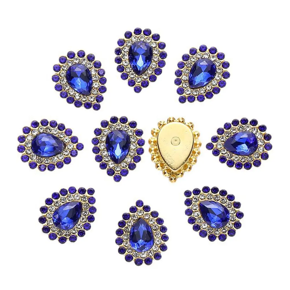 10pcs/set Mixed Colors Sew on Rhinestones Water Drop Crystals Glass Flatback Claw Rhinestones for DIY Jewelry Clothes Shoes Hats