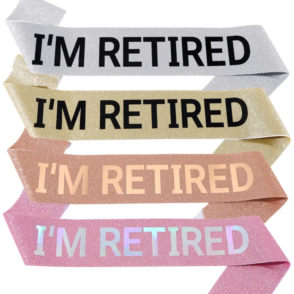 I'm Retired Sash Glitter Satin I'm Retired Sash Favor Gifts for Men Women Happy Retirement Party Events Decorations Supplies