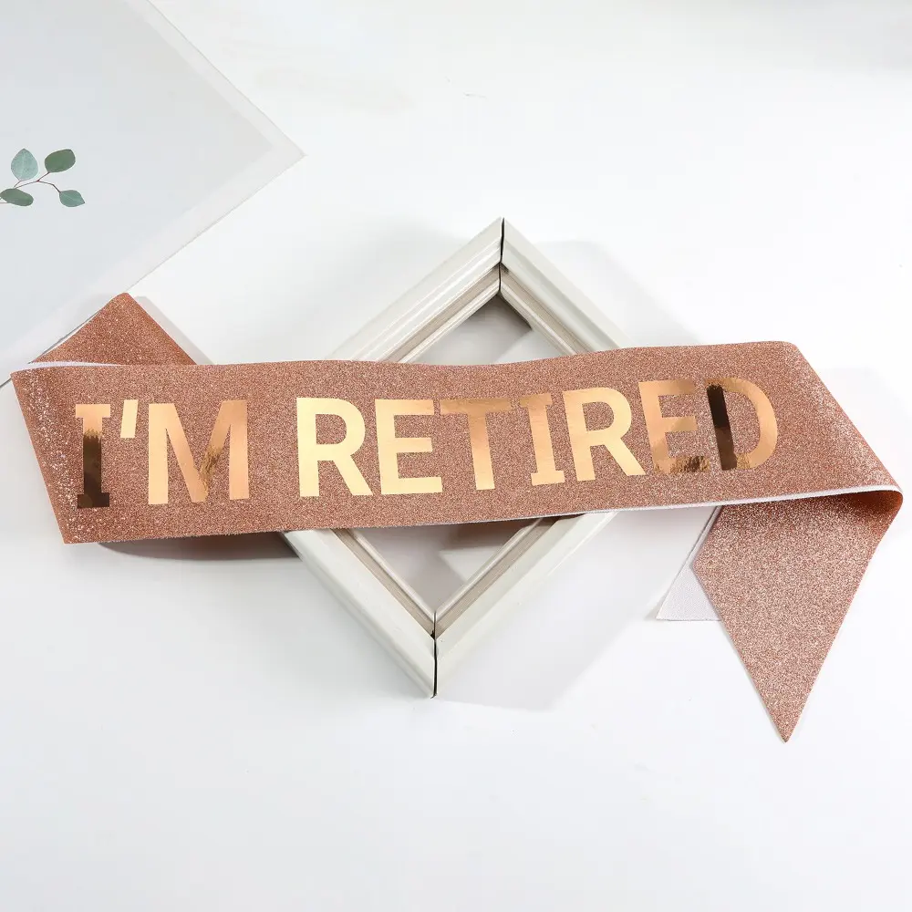 I'm Retired Sash Glitter Satin I'm Retired Sash Favor Gifts for Men Women Happy Retirement Party Events Decorations Supplies