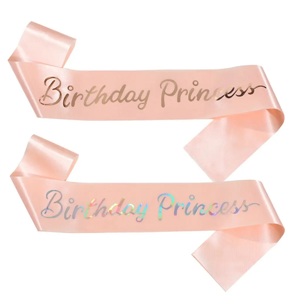 Birthday Princess Glitter Satin Birthday Sash for Girls Women 16th 18th 21st 30th 40th Happy Birthday Party Decoration Supplies