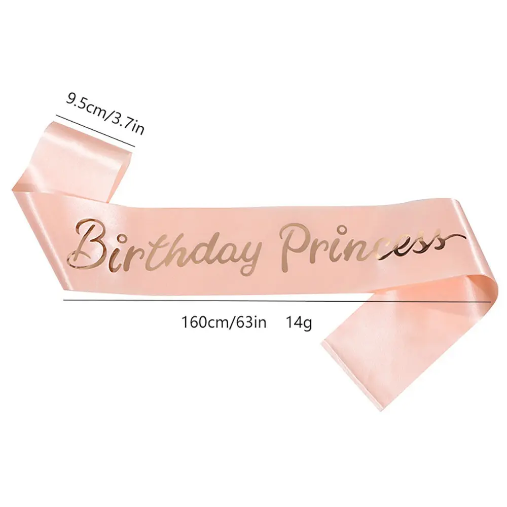 Birthday Princess Glitter Satin Birthday Sash for Girls Women 16th 18th 21st 30th 40th Happy Birthday Party Decoration Supplies