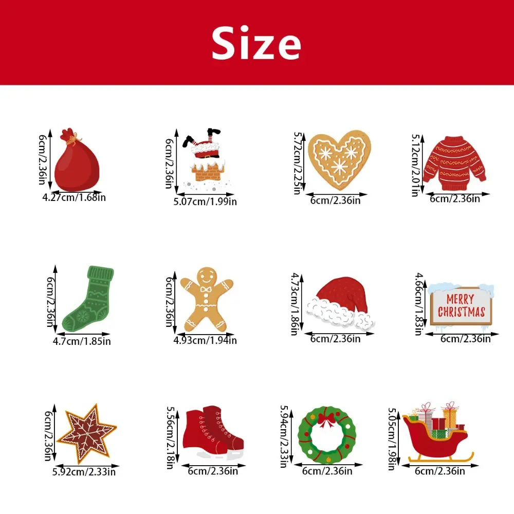 12pcs Christmas Cake Toppers Santa Claus Snowman Xmas Tree Cake Insert Cards Dessert Toppers Christmas Party Decoration Supplies