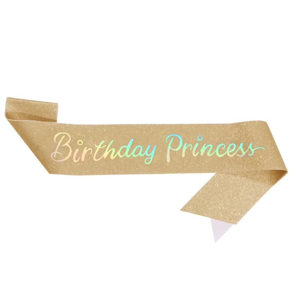 Birthday Princess Glitter Satin Birthday Sash for Girls Women 16th 18th 21st 30th 40th Happy Birthday Party Decoration Supplies