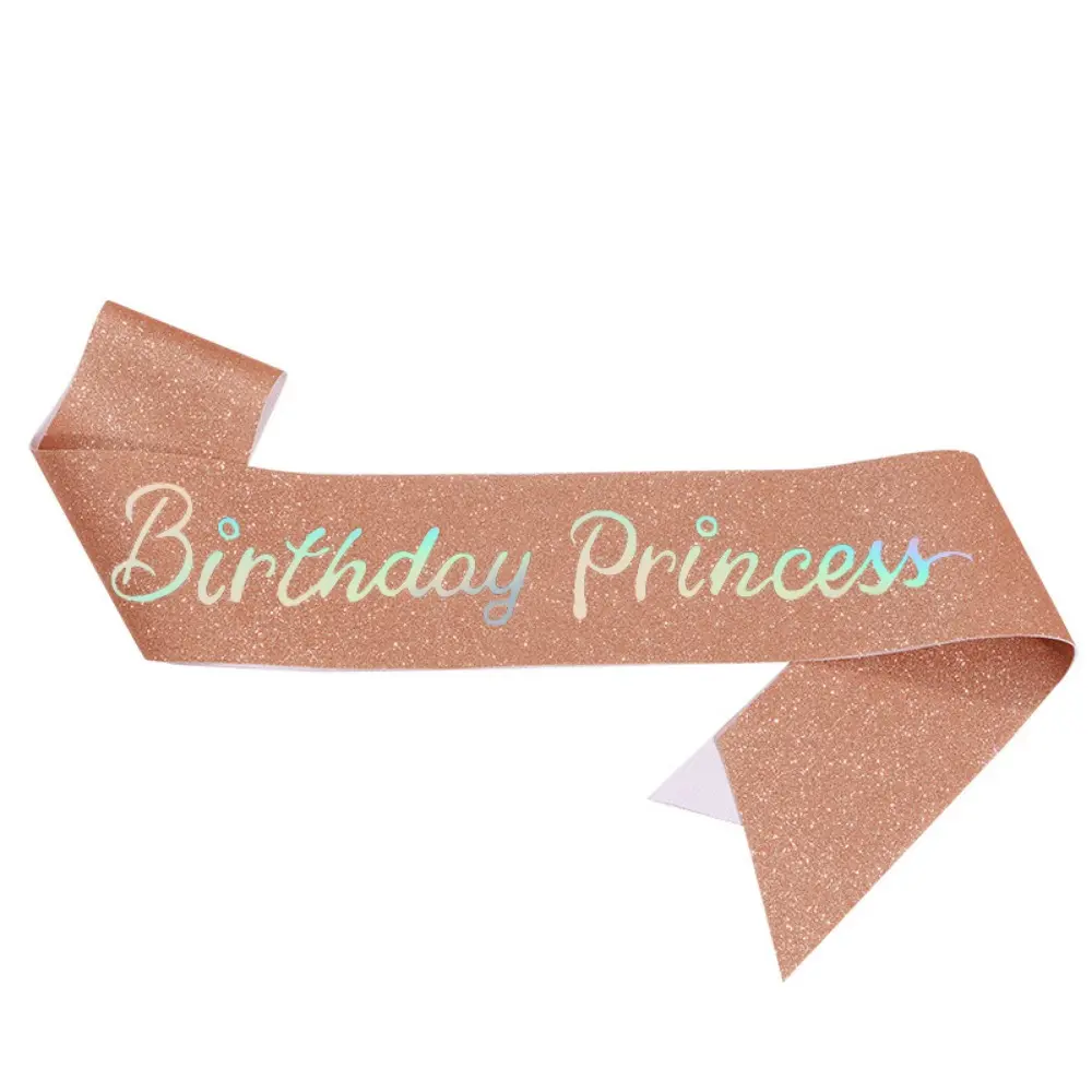 Birthday Princess Glitter Satin Birthday Sash for Girls Women 16th 18th 21st 30th 40th Happy Birthday Party Decoration Supplies