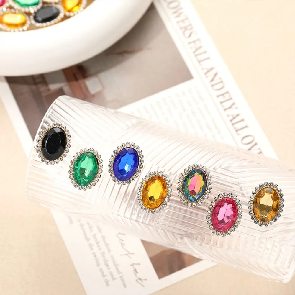 50pcs/set Mixed Colors Sew on Rhinestones Egg Shaped Crystals Glass Flatback Claw Rhinestones for DIY Jewelry Clothes Shoes Bags