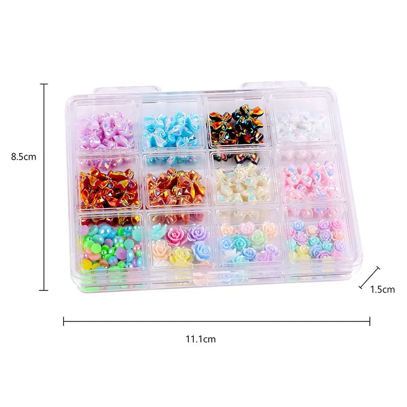 3D Resin Bow Nails Charms Set Flatback Colorful Bow Ribbon Pearl Butterfly Nail Charm for Nail Art Supplies Decoration DIY Craft