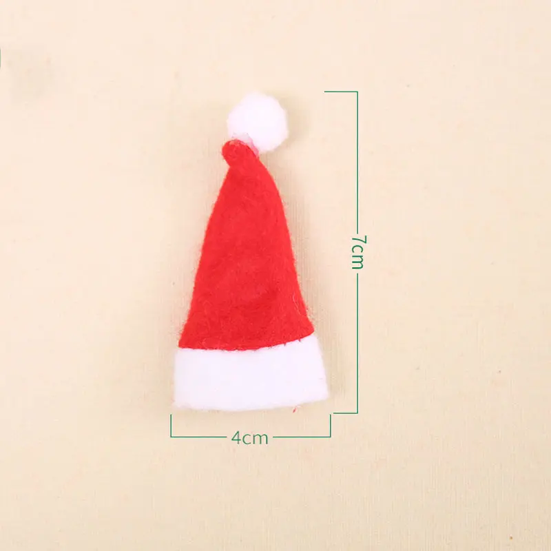 10pcs/Set Mini Christmas Lollipop Hats Santa Claus Wine Bottle Cover Hat for DIY Xmas Christmas Party Decorations Supplies 7x4cm