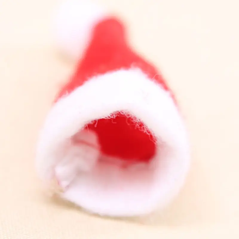 10pcs/Set Mini Christmas Lollipop Hats Santa Claus Wine Bottle Cover Hat for DIY Xmas Christmas Party Decorations Supplies 7x4cm