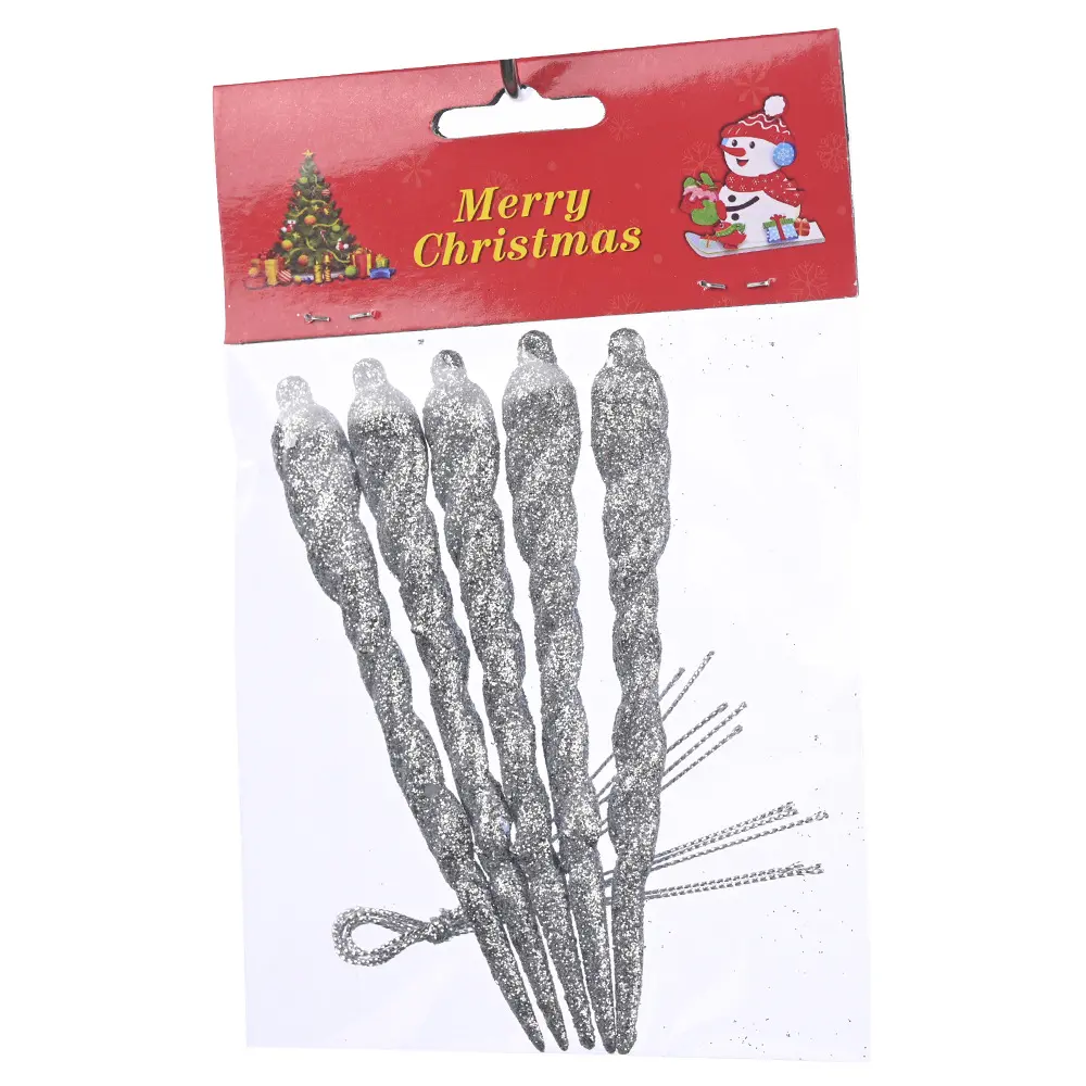 5pcs/Set Christmas Icicles Ornaments Plastic Multicolor Icicle Twisted for Xmas Tree Hanging Christmas Party Holiday Decorations