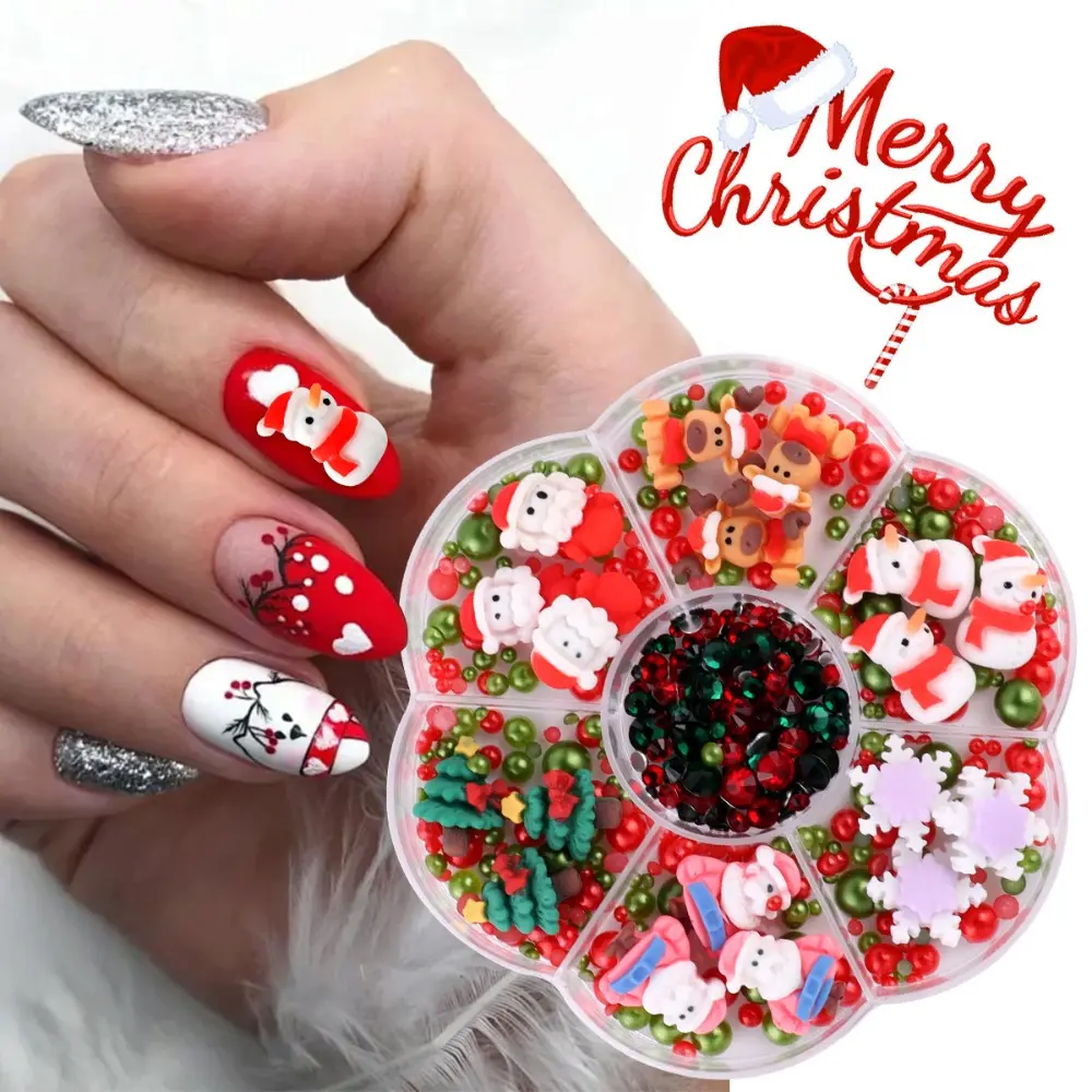 Christmas and Halloween Nail Charms Resin Cartoon Snowflake Elk Ghost Pumpkin Design for Nail Art Accessories DIY Crafts Designs