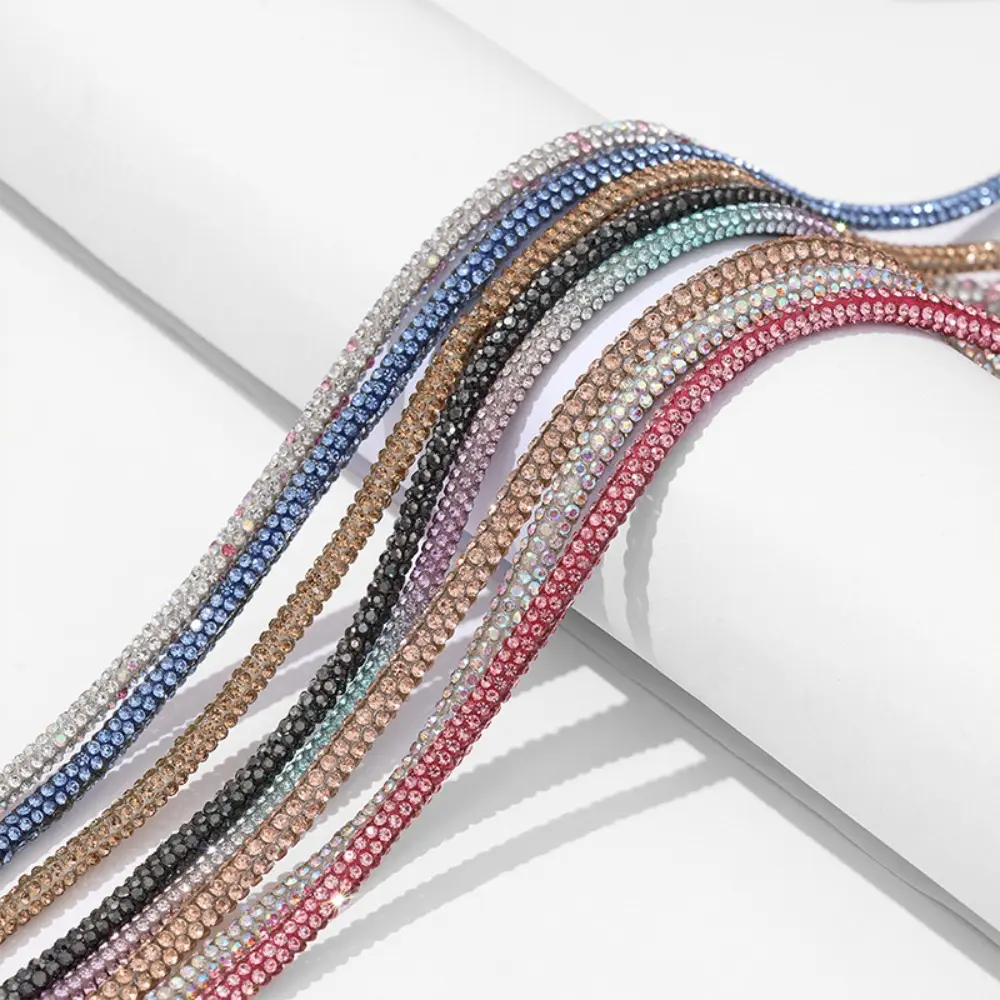 1 Yard 4mm Colorful Crystal Rhinestone Chain Trim Bling Diamonds Rhinestone Chains for Craft DIY Sewing Jewelry Clothing Wedding