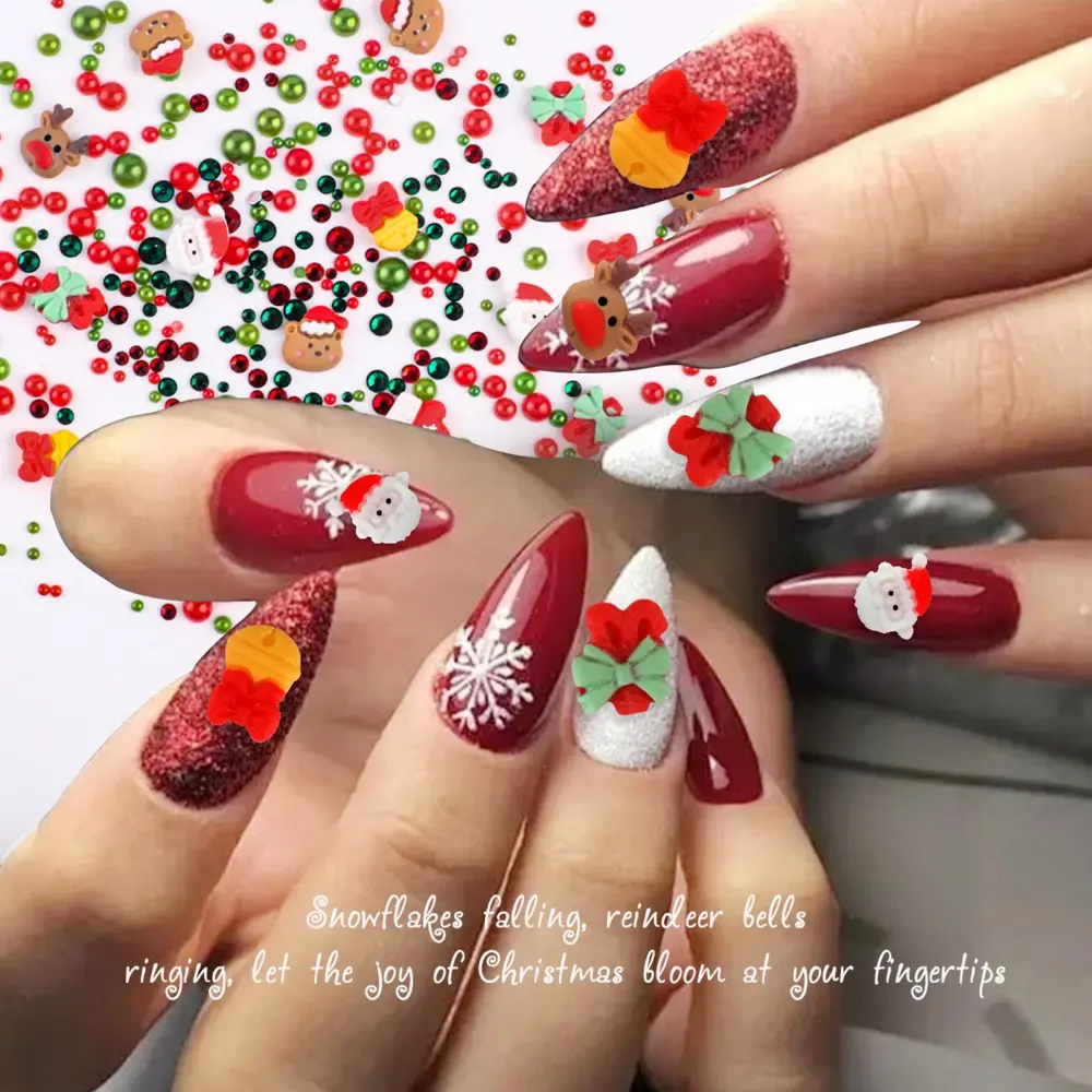 Christmas and Halloween Nail Charms Resin Cartoon Snowflake Elk Ghost Pumpkin Design for Nail Art Accessories DIY Crafts Designs